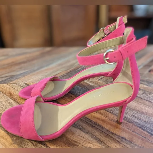 Ann Taylor Sandals sz 6 hot pink suede - Picture 2 of 5